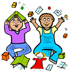 Children playing with toys clipart