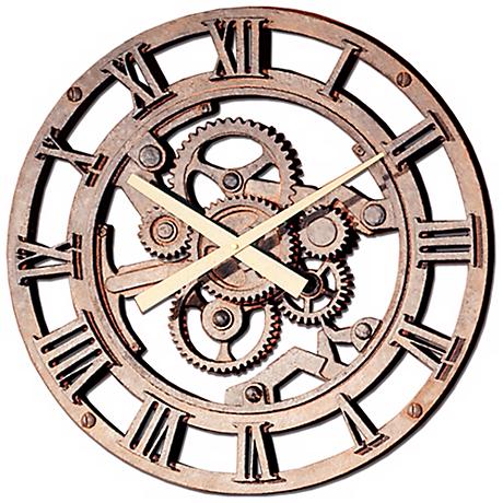 Gears of Time 22" Wide Roman Numerals Wall Clock - #M0266 | www ...