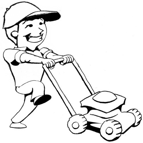 Lawn Mowing Silhouettes Clipart