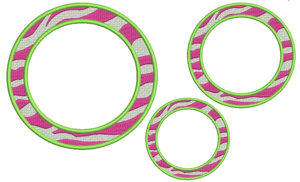 Circle Zebra Font Frames Machine Embroidery Designs