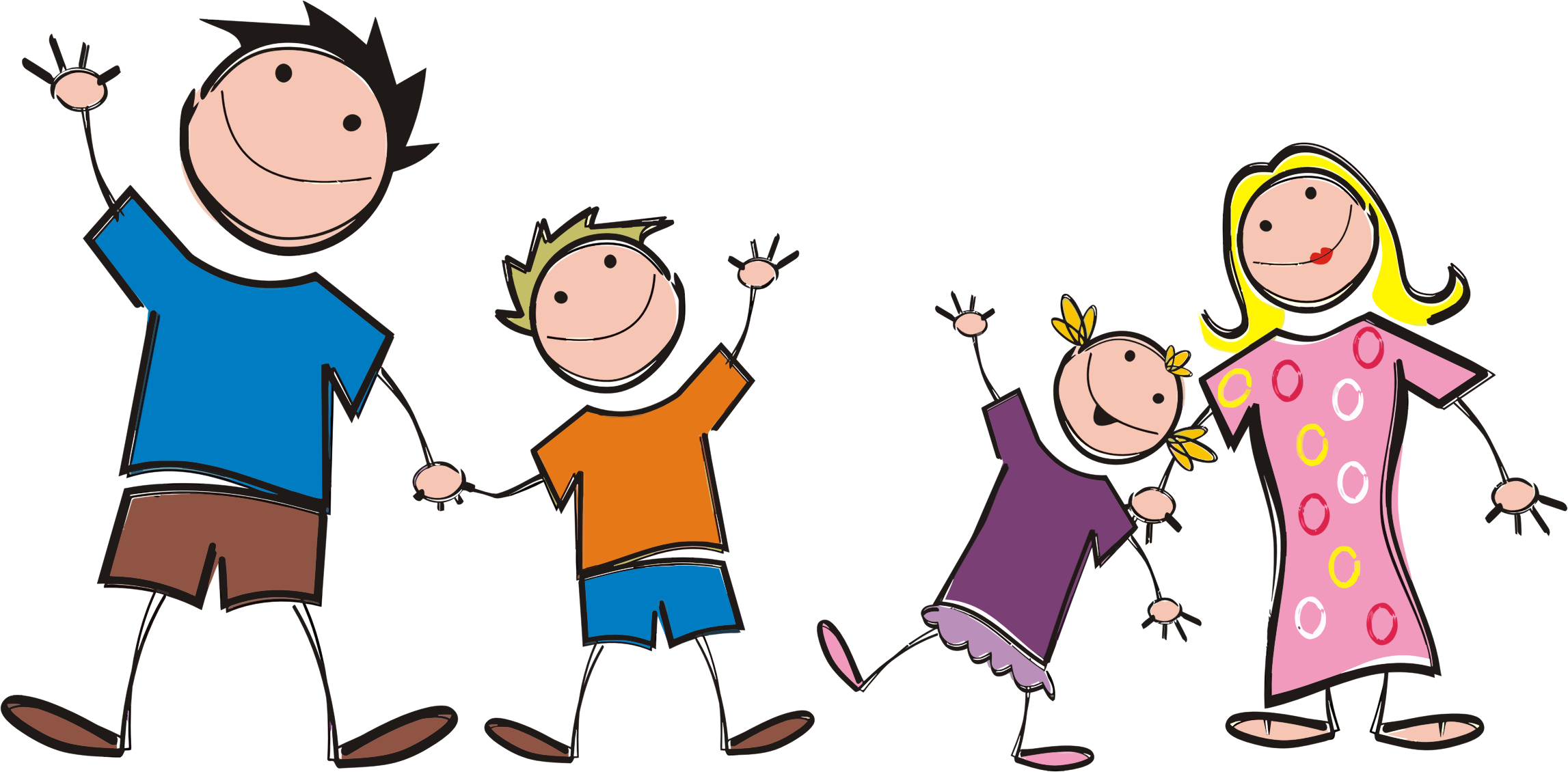 Stick family boy and girls png clipart