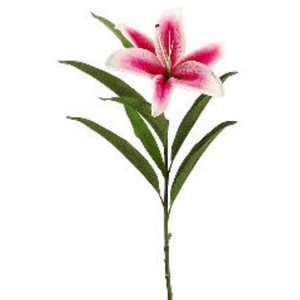12 Lilies) Artificial 31" Rubrum Colored Stargazer Lily Flowers ...