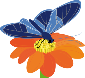 Blue Butterfly With Flower clip art - vector clip art online ...