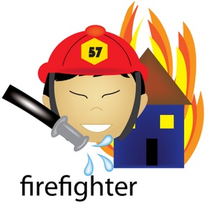 Firefighter Clipart Image - Asian Firefighter Job Icon