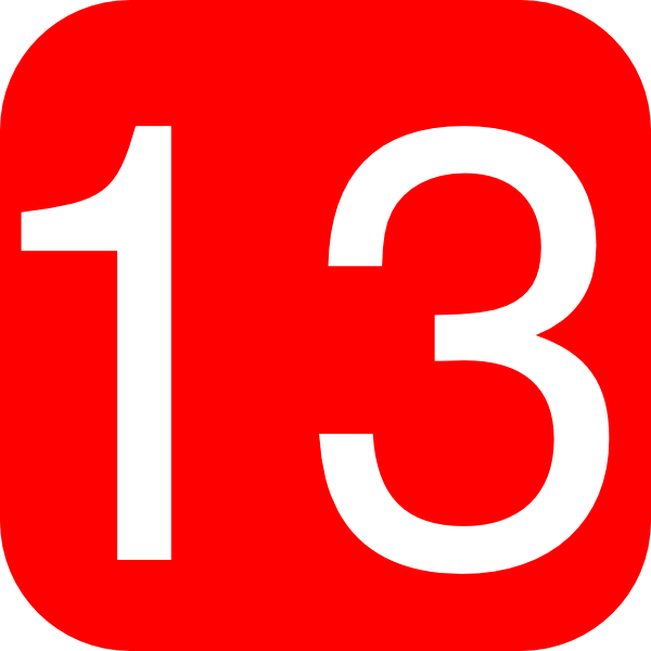 Red, Rounded, Square With Number 13 Clip Art - vector ...