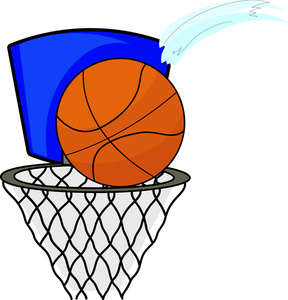Basketball going into hoop clipart