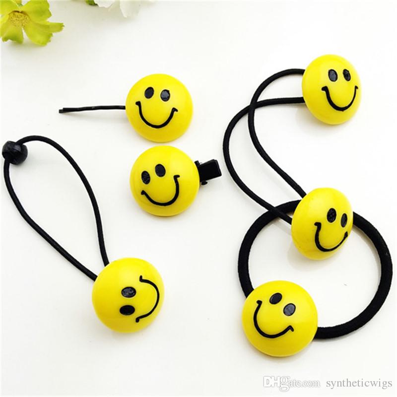 2017 Cute Smiley Face Girls Elastic Hair Bands Headwear Ponytail ...