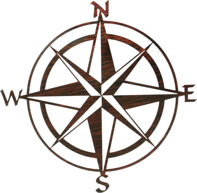 Nautical 3D Relief Metal Wall Art - Compass Rose By Kevin Fletcher