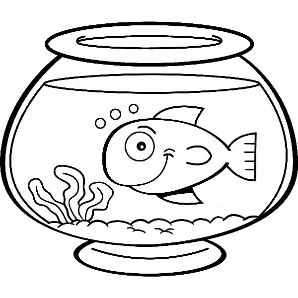 empty fish bowl coloring page