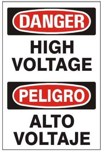 Bilingual DANGER HIGH VOLTAGE OSHA Signs