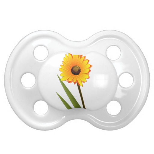 Yellow Gerbera Flower Clipart Baby Pacifier from Zazzle.