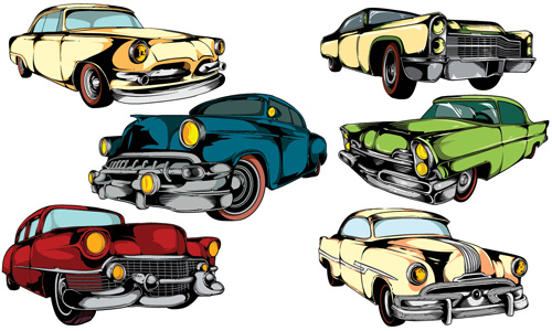 Creative retor cars vector material 02 - Vector Car free download