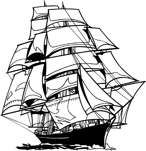 Vintage sailing ship at sea vinyl sticker. Customize on line ...