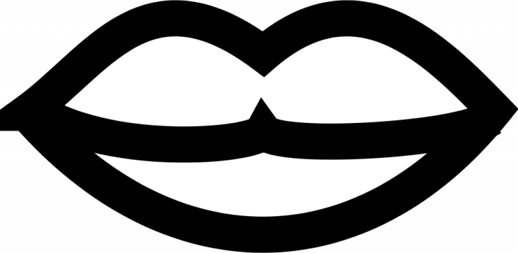 Lips outline clipart black and white