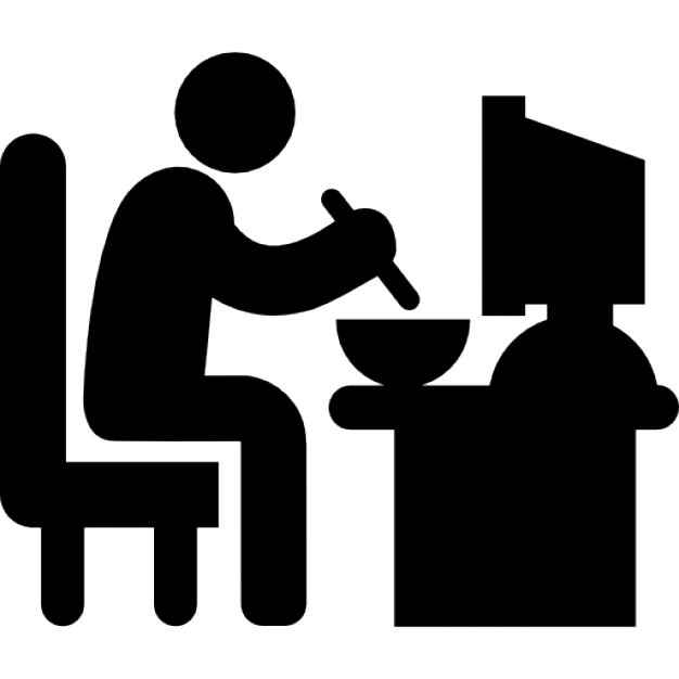 Man sitting in his job desk eating lunch Icons | Free Download