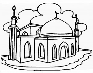 Contoh Mewarnai Gambar Masjid Minimalis Terbaru