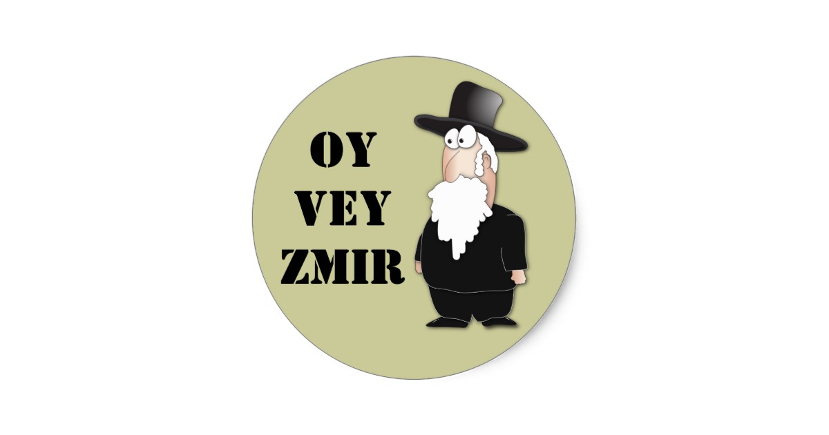 Oy Vey Funny Jewish rabbi - cool cartoon Classic Round Sticker ...