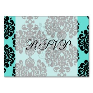 Black Damask Elegance On Tiffany Blue - Elegant Business Cards