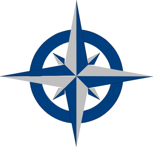 Compass Rose - Blue And Grey Clip Art - vector clip ...