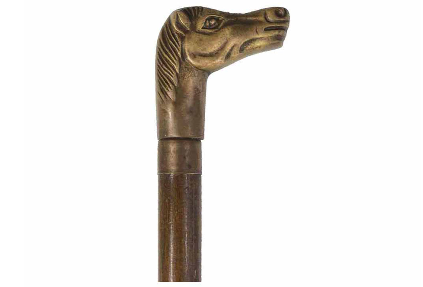 Antique Walking Stick With Brass Horse Head | Omero Home