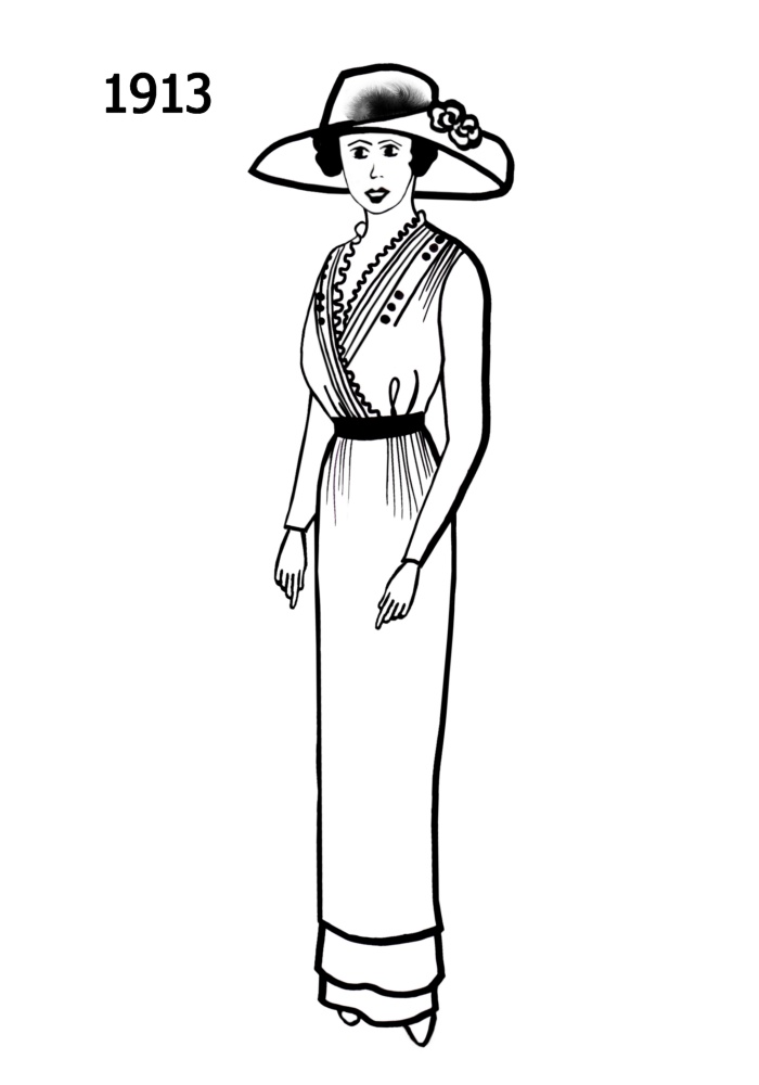 Costume Silhouettes Free Line Drawings 1910-