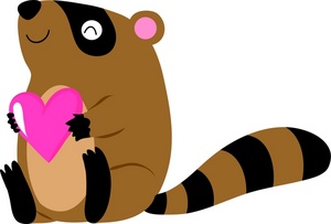 Raccoon Clipart Image - A Raccoon Holding A Heart