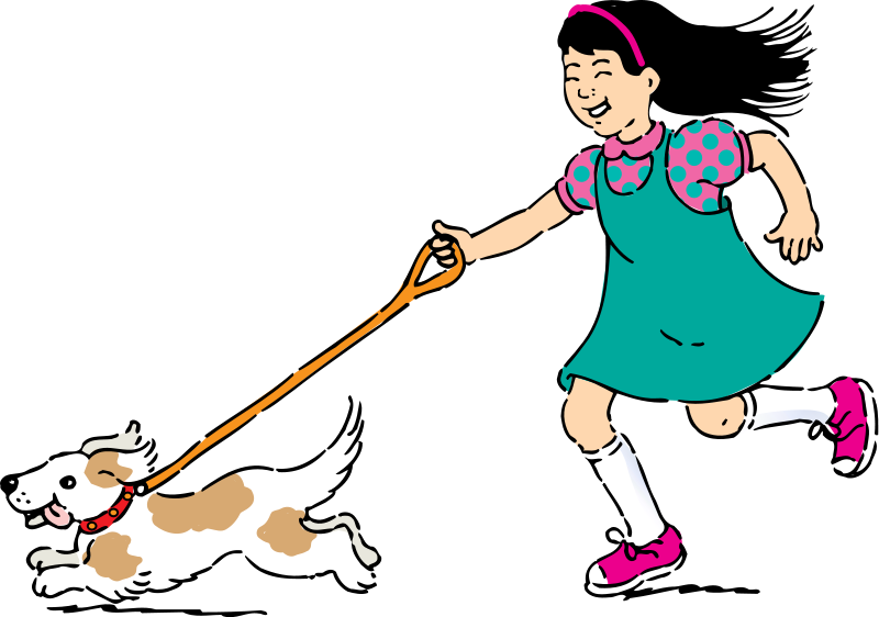 clip art people walking girl walking dog girls clipart pictures ...