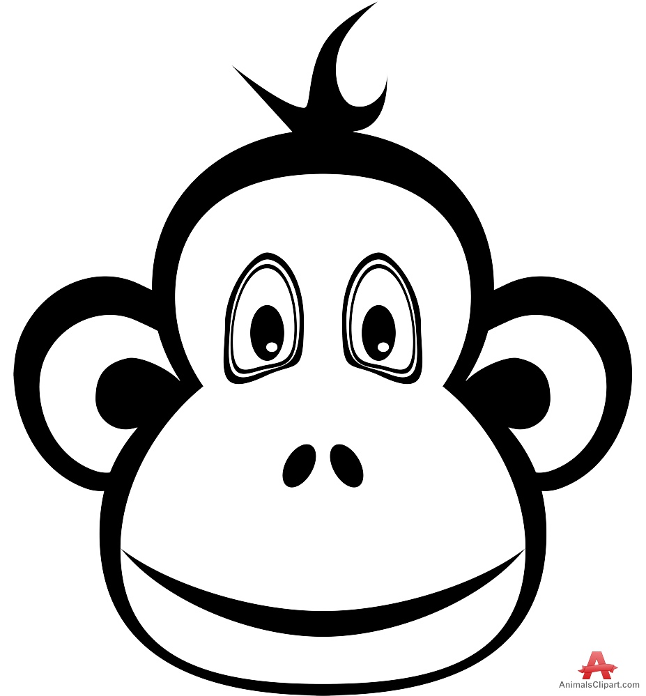 Monkey black and white outline monkey clipart design free download ...