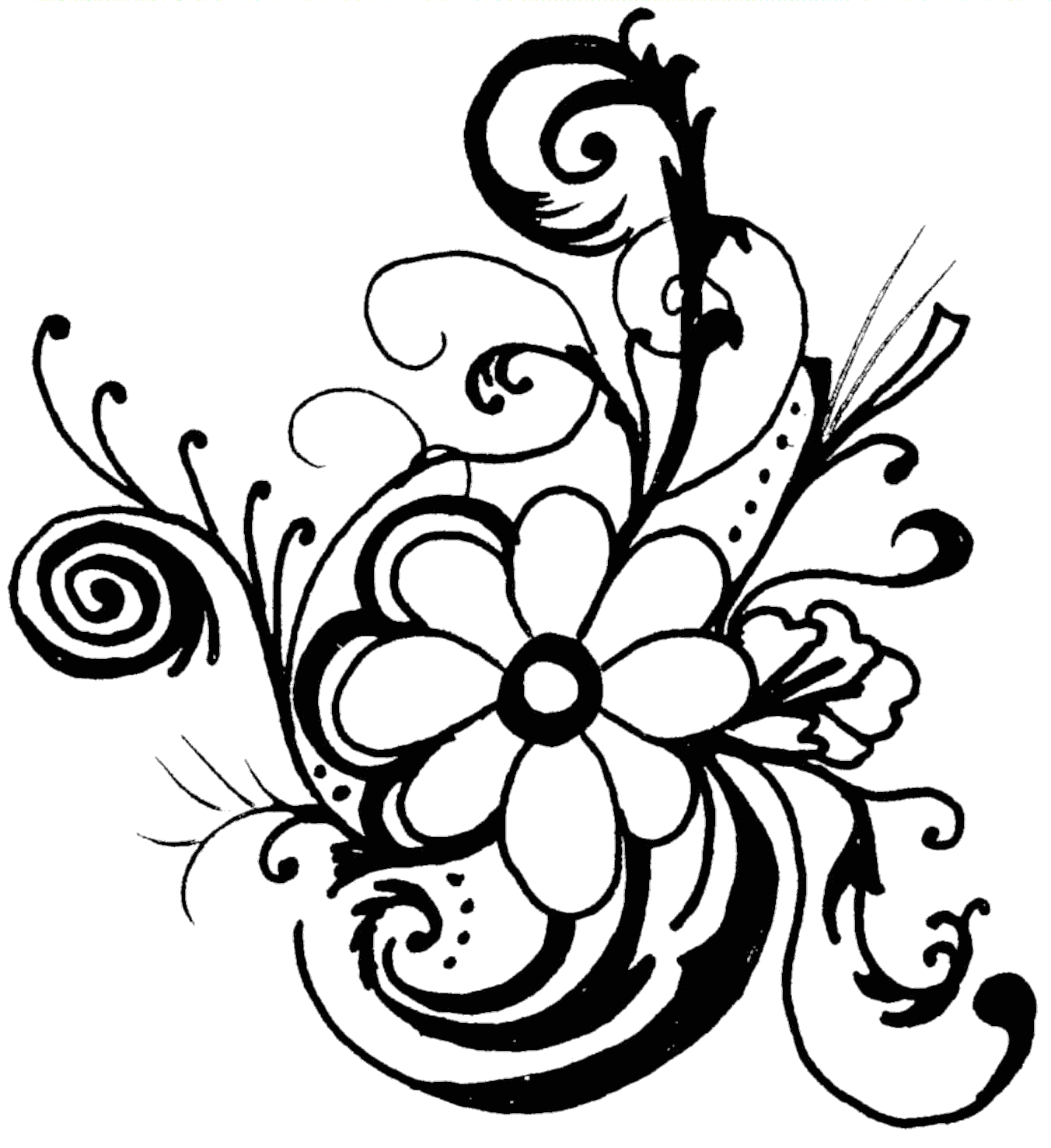 Black Flower Design Clipart
