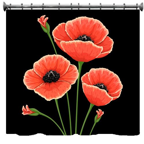 Red Poppies Shower Curtain - Vivid trio of beautiful red poppies ...