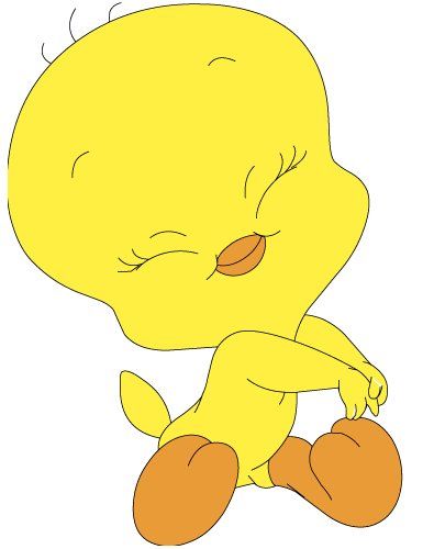 Tweety bird vector black and white clipart image #18284