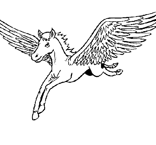 Coloring page Pegasus in flight to color online - Coloringcrew.