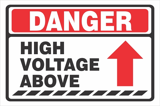 Danger High Voltage Above Sign