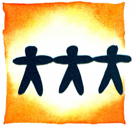 Stock Illustration - Three People Holding Hands