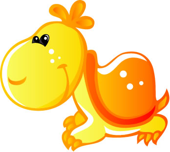 Cute Baby Yellow and Orange Cartoon Turtle : Custom Wall Decals ...