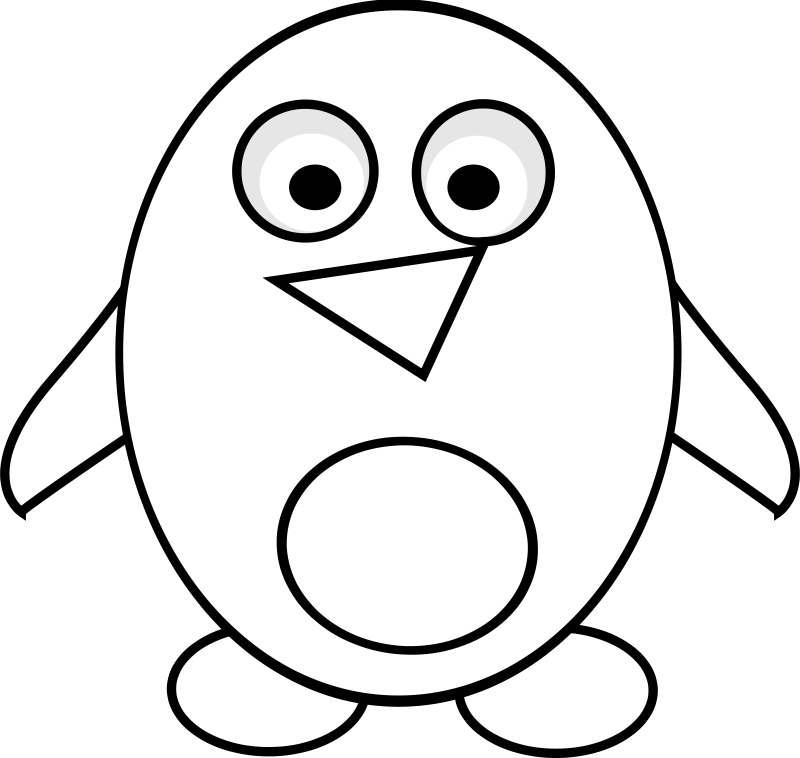 Clipart - Penguin Line Art