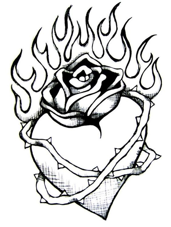 Coloring Pages Of Heart On Fire - Gimoroy.com