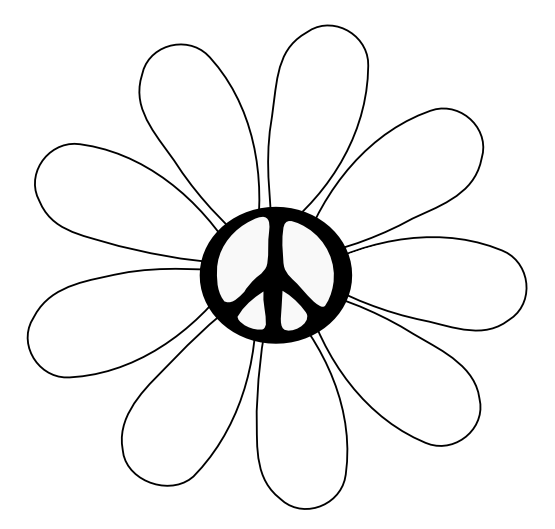 Peace Symbol Peace Sign Flower 29 Black White Line Art Coloring Clipart Best Clipart Best 