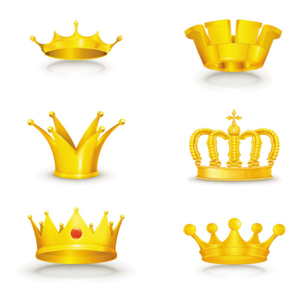 Set of gold color Crown vector 04 - Vector Other free download