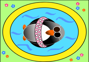 penguin in a swimming pool - vector Clip Art