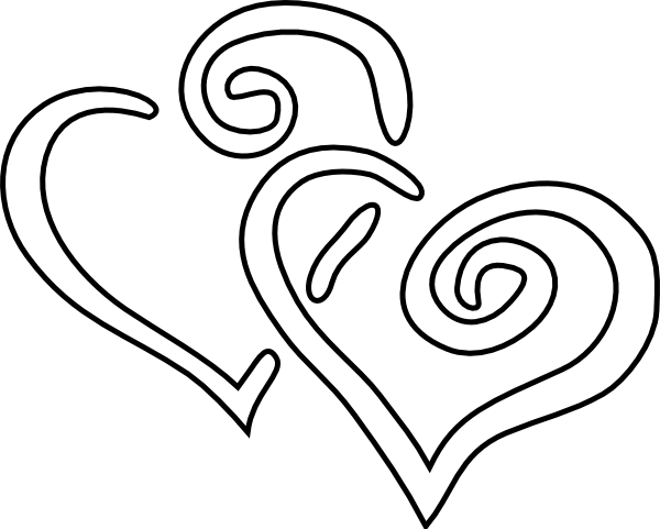 Double Heart Black And White Clipart