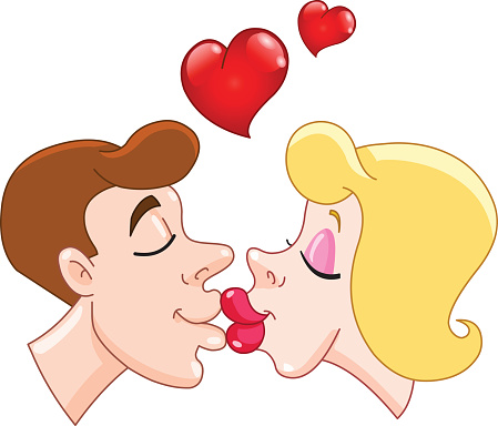 Cartoon Of A Teenage Couples Kissing Clip Art, Vector Images ...