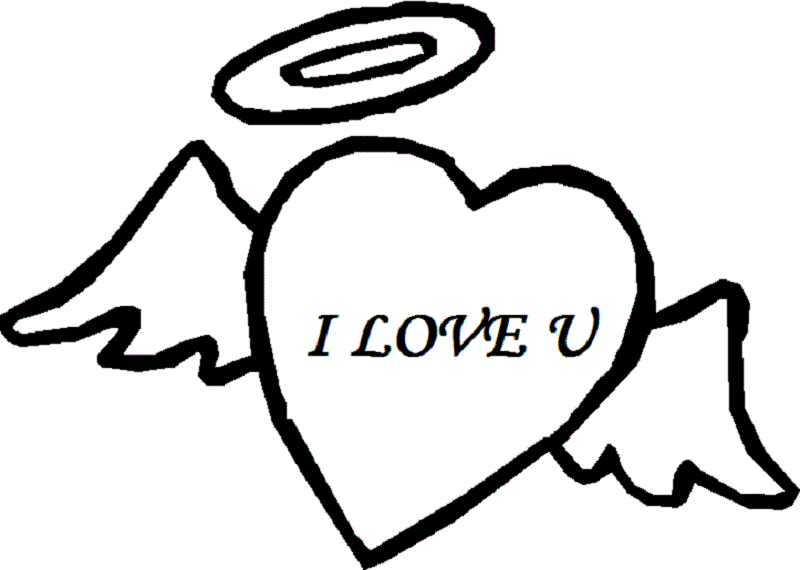I Love You Angel Heart Coloring Pages | Coloring