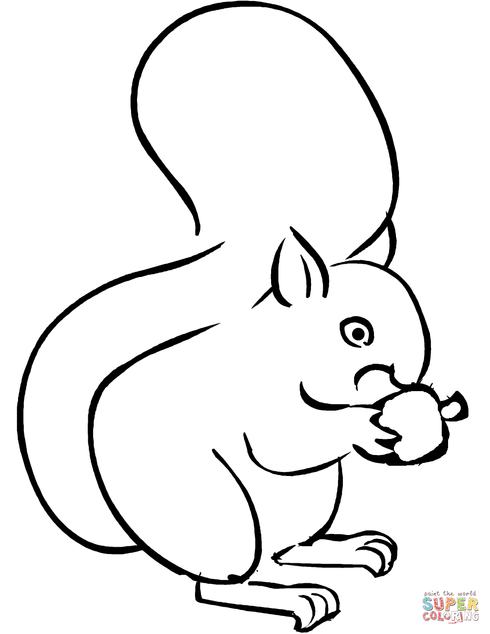 Cartoon Squirrel with Acorn coloring page | Free Printable ...