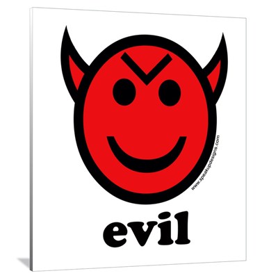 Evil Smiley Devil & Horns Canvas Art