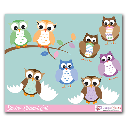 Easter Owls Clip Art Set – DesignAbility