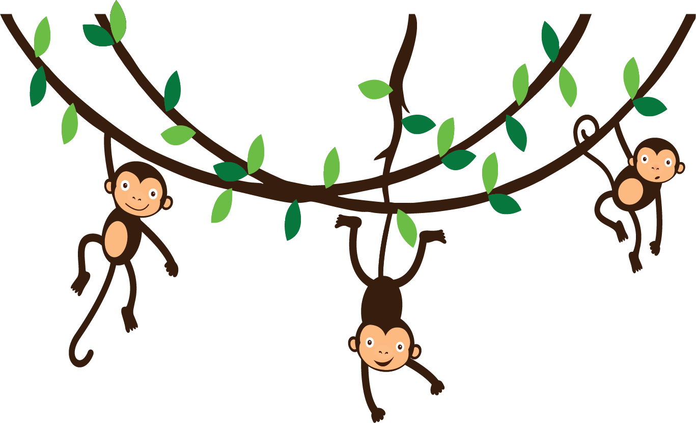 Monkey on vine clipart