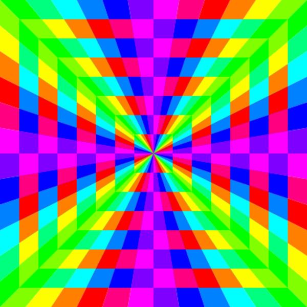12 color rainbow square tunnel - vector Clip Art