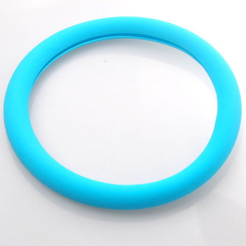 Blue Auto Car Texture Leather Soft Silicone Steering Wheel Cover ...