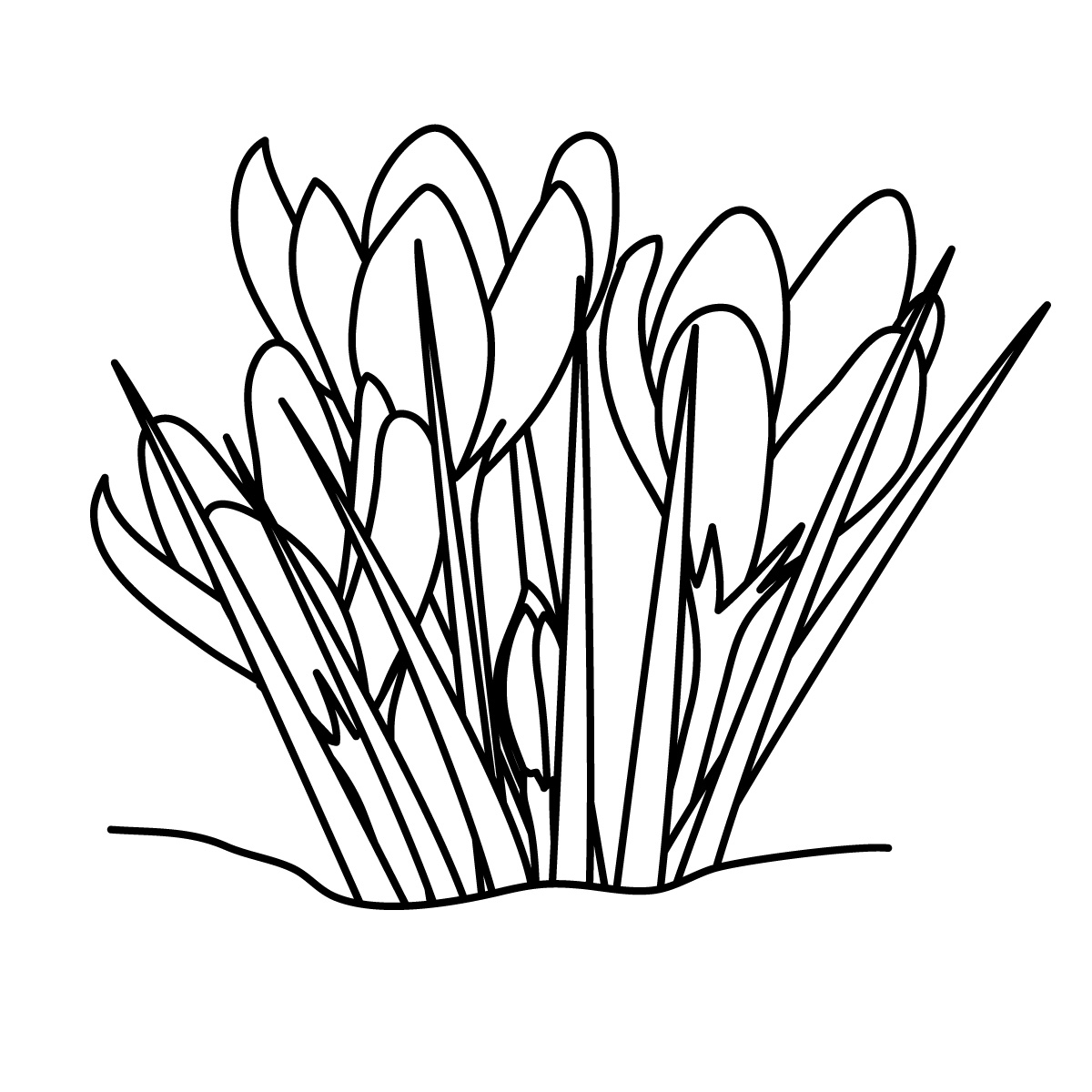 Grass and flowers clipart black and white